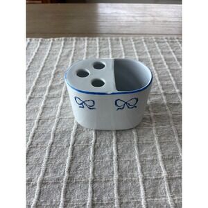 Zrike Portugal Ruban Blue Bathroom toothbrush Holder blue and white bows